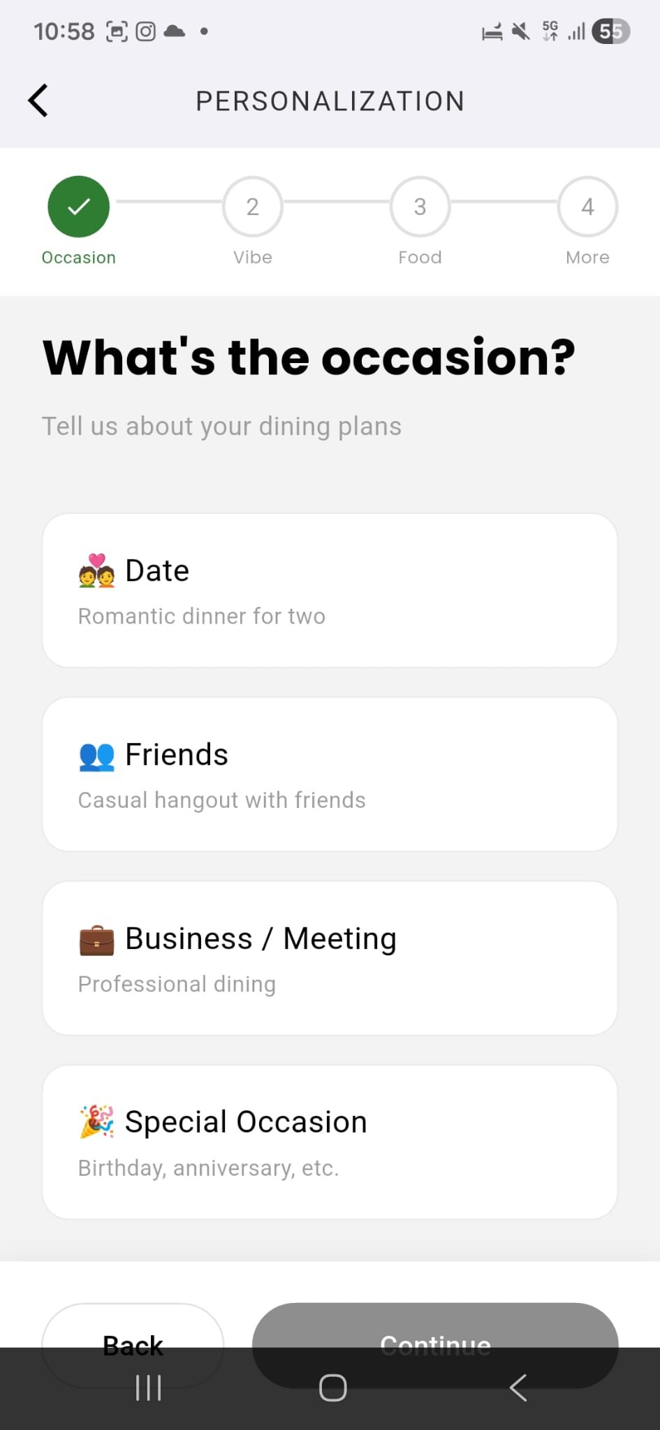 PeeYai personalization — what's the occasion?