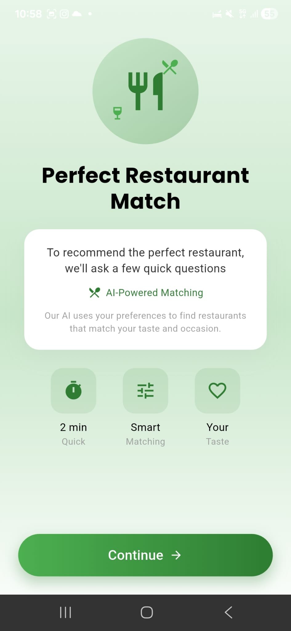 PeeYai AI-powered matching start screen